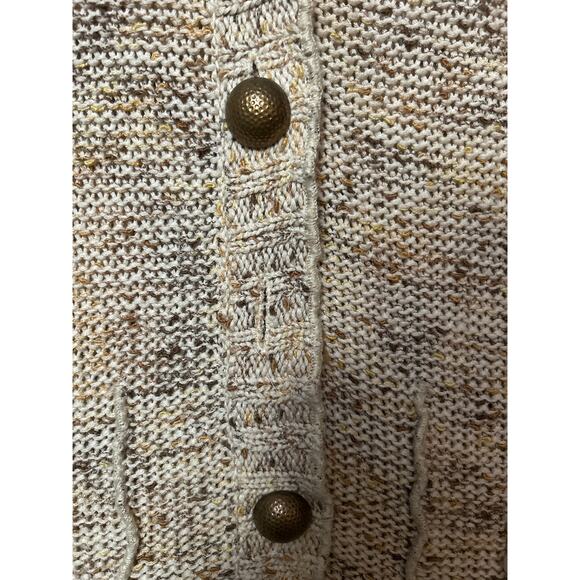 BCBG MAXAZRIA Womens Tan Brown Beige Studded Beaded Big Button Sweater Jacket M - Picture 2 of 10